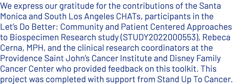 We express our gratitude for the contributions of the Santa Monica and South Los Angeles CHATs, participants in the L...