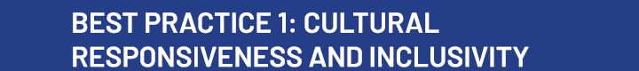 Best Practice 1: Cultural Responsiveness and Inclusivity